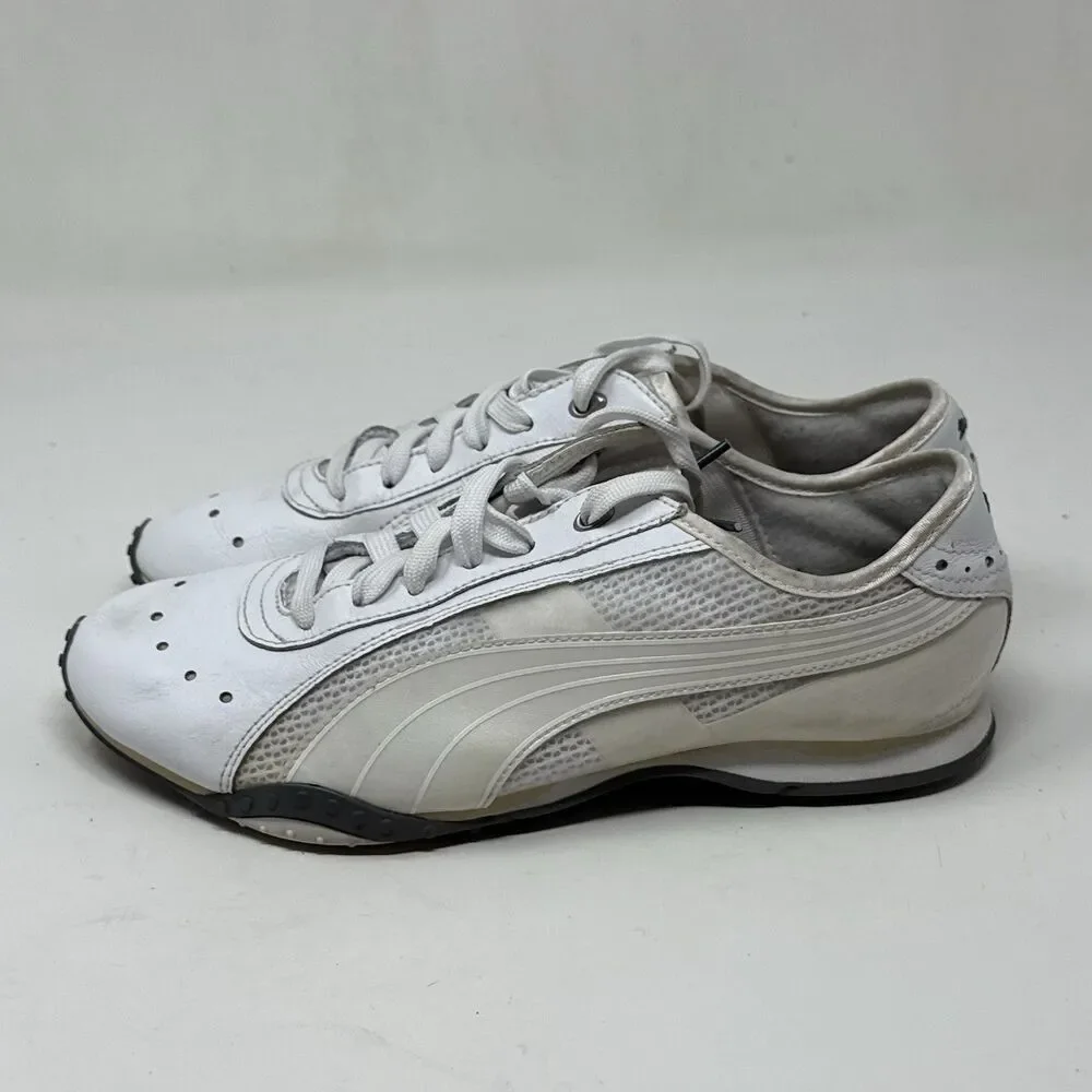 Puma Lillea Shoes Womens 8 White Leather Mesh Lightweight Casual Retro Sneakers